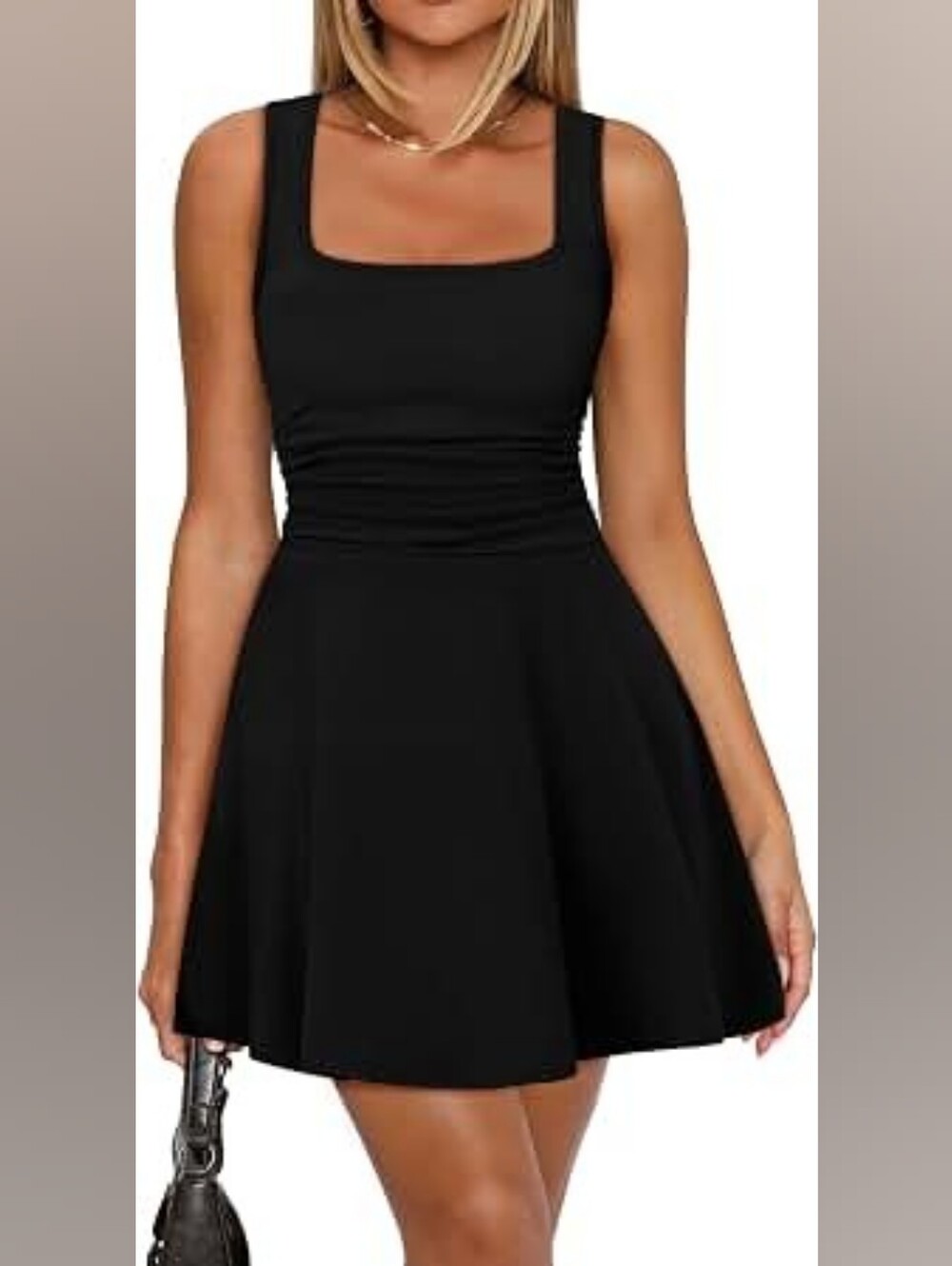 Women's Amazon Square Neck Rusched Fit And Flare Dress